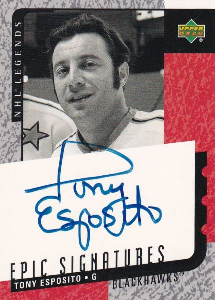 AUTO karta TONY ESPOSITO 00-01 UD Legends Epic Signatures číslo TE